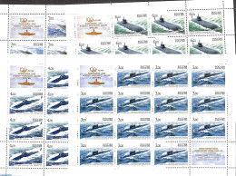 Russia 2006 Submarines 4 M/s (each 14 Stamps+2 Tabs), Mint NH, Transport - Ships And Boats - Boten