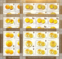 Romania 2006 History Of Coins 6 M/s, Mint NH, Various - Money On Stamps - Neufs