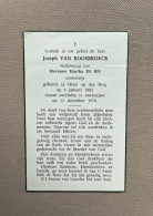 VAN ROOSBROECK Joseph °HEIST-OP-DEN-BERG 1882 +ANTWERPEN 1970 - DE BIE - Erenotaris - Overlijden