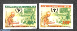 Mali 1990 Alphabetisation Year 2v, Imperforated, Mint NH, Science - Education - Mali (1959-...)