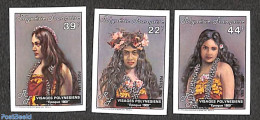 French Polynesia 1985 Polynesian Girls 3v, Imperforated, Mint NH - Ongebruikt