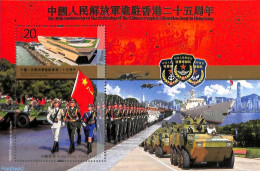 Hong Kong 2022 25 Years Liberation Army S/s, Mint NH, History - Transport - Militarism - Helicopters - Ships And Boats - Ungebraucht