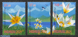 Kyrgyzstan 2021 Flowers 3v, Mint NH, Nature - Flowers & Plants - Autres & Non Classés