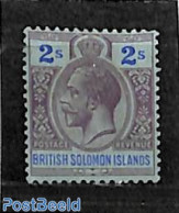 Solomon Islands 1922 2sh, WM Script-CA, Stamp Out Of Set, Unused (hinged) - Solomon Islands (1978-...)