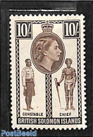Solomon Islands 1956 10sh, Stamp Out Of Set, Unused (hinged) - Solomoneilanden (1978-...)