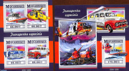 Mozambique 2015 Special Transport 2 S/s, Mint NH, Health - Transport - Various - Health - Automobiles - Helicopters - .. - Cars