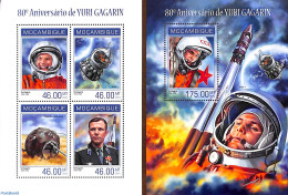 Mozambique 2014 Yuri Gagarin 2 S/s, Mint NH, Transport - Space Exploration - Mosambik