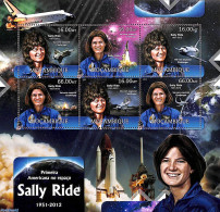 Mozambique 2012 Sally Ride 6v M/s, Mint NH, Transport - Space Exploration - Mosambik