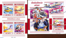 Mozambique 2015 Flying Ambulances 2 S/s, Mint NH, Health - Transport - Health - Helicopters - Aircraft & Aviation - Elicotteri