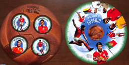 Mozambique 2014 Eusébio 2 S/s, Mint NH, Sport - Various - Football - Round-shaped Stamps - Mozambique