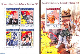 Mozambique 2014 Fall Of The Berlin Wall 2 S/s, Mint NH, History - Various - Germans - History - Maps - Geografia