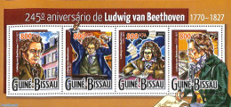 Guinea Bissau 2015 Ludwig Von Beethoven 4v M/s, Mint NH, Performance Art - Music - Art - Composers - Musique