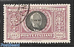 Italy 1923 5L, Manzoni, Stamp Out Of Set, Used, Used Stamps, Art - Authors - Altri & Non Classificati