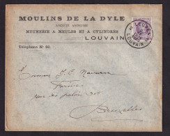 220/41 - Enveloppe TP Houyoux LEUVEN 1925 Vers Bruxelles - Entete Moulins De La Dyle à LOUVAIN - 1922-1927 Houyoux