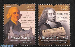 Portugal 2023 Adam Smith & Blaise Pascal 2v, Mint NH, Science - Inventors - Art - Authors - Nuovi