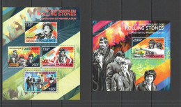 Tg482 X2 2014 Togo Music 50Th Anniversary First Album Rolling Stones 2Kb+2Bl Mnh - Musique