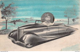 Photo Montage Automobile + Portrait D'enfant Rapporté Cpa - Sonstige & Ohne Zuordnung