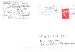 ENVELOPPE AVEC CACHET BPC DIXMUDE - MISSION JEANNE D' ARC 2012 - ESCALE A DJIBOUTI - LE 07/04/2012 - Seepost