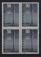 2374 Yugoslavia 1965 100 Years Of UIT, Block Of 4 MNH - Ongebruikt