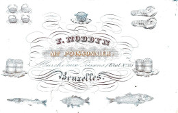 BRUXELLES NODDYN Poissonnier Marché Aux Poissons Carte Porcelaine Années 1850-1860 Format Plus Petit Carte Postale - Porcelaine