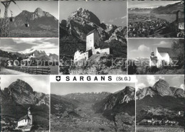 11666233 Sargans Seilbahn Schloss Sargans Kirche Panorama Sargans - Andere & Zonder Classificatie