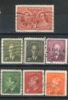 CANADA - 1937/50, KING GEORGE VI & QUEEN ELIZABETH STAMPS SET OF 7, USED. - Gebraucht