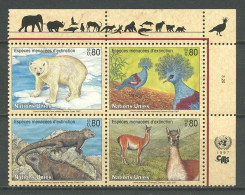 N.U. GENEVE 1997 N° 325/328 ** Neufs MNH Superbes C 8 € Faune Animaux Oiseaux Birds Goura Ours Iguane Guanaco - Unused Stamps