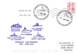 ENVELOPPE AVEC CACHET EXERCICE CATAMARAN - MAI / JUIN 2018 - LE 15/06/2018 - Correo Naval