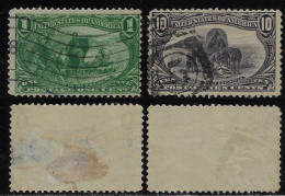 USA United States 1898 Stamp Scott-285+290 Trans-Mississippi Hardships Of Emigration Marquette On The Mississippi Used - Usados