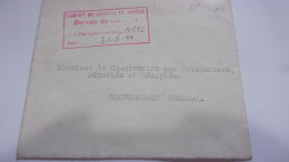 WWII CACHET CABINET DU GENERAL DE GAULLE  DE 1944 POUR LE COMMISSAIRE AUX REFUGIES PRISONNIERS - Guerra De 1939-45