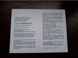 Louis Lambrechts ° Rijkevorsel 1920 + Sint-Antonius-Zoersel 1986 X Bertha Van Peer - Todesanzeige