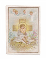 Enfant Jésus Et Chérubins, Croix, Crèche, Noël, éditeur Non Mentionné - Andachtsbilder