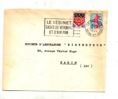 Lettre Flamme Le Vesinet Verdure Air Pur - Oblitérations Mécaniques (flammes)