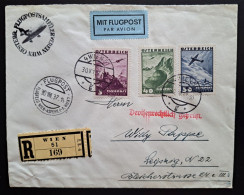 Flugpost 1937, Reko-Brief MiF Wien Nach Leipzig, Zur Devisenüberwachung Geöffnet - Covers & Documents