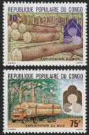 THEMATIC FLORA:  LOGGING.  WOODEN LOGS       2v    -   CONGO - Árboles