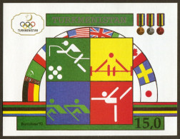 TURKMENISTAN 1992 Olympics Barcelona - Weightlifting - Horses Equestrian - Sports - Kayaking - Flags - Olympic - Sommer 1992: Barcelone