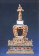 China Beijing 1996 To USA Massachusetts, Golden Buddhist Tower With Inlaid Diamonds, The Palace Museum Postcard + GIFT - Buddhism