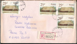 °°° POLAND - REGISTERED LETTER FROM POGWIZDOW TO VATICAN RADIO ROME 1986 °°° - Cartas & Documentos