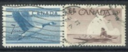 CANADA - 1952/53, CANADIAN GOOSE & ESKIMO HUNTER STAMPS SET OF 2, USED. - Usati