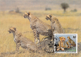 BURKINA FASO Ex Haute-Volta CHEETAH GUEPARDO Guepard OUAGADOUGOU Premier Jour WWF Non Circulé (2 Scans) N°68 \MP7111 - Burkina Faso