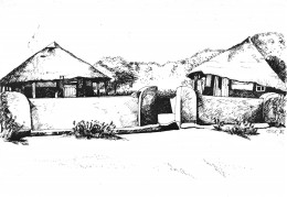 BOTSWANA Village GABANE Dessin De Viera Larsson édition Co-print GABORONE (2 Scans) N°18 \MP7111 - Botsuana