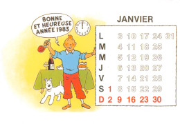 TINTIN Bonne Année Carte De Voeux 1983 Par Rodier Dos Vierge Non Voyagé  (2 Scans) N° 45 \MP7114 - Fumetti