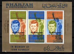 Sharjah 1964, Kennedy, Overp. Winston Churchill, 3val In Block - Sharjah