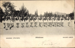 CPA Athen Griechenland, Soldats Grecs, Griechische Soldaten Mit Gewehren, Traditionelle Röcke - Griechenland