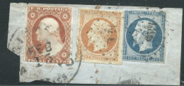 AFFRANCHISSEMENT MIXTE / N°14 20c BLEU NAPOLEON TYPE 1 & N°16 40c ORANGE & N°4 USA - 1853-1860 Napoleon III