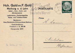 Marburg A.d. Lahn 1934, Hch. Gold Inh. F. Gold (Seiler, Holz, Korb- Und Bürstenwaren) - Brieven En Documenten