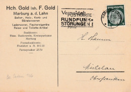 Marburg A.d. Lahn 1935, Hch. Gold Inh. F. Gold (Seiler, Holz, Korb- Und Bürstenwaren) - Brieven En Documenten