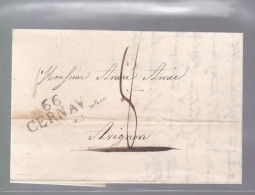 Lettre Dite Précurseurs  Sur  Lettre  66 Cernay   Destination Avignon 1822 - 1801-1848: Precursori XIX