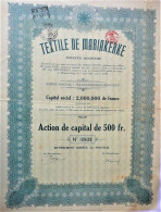 S.A. Textile De Mariakerke - Action De Cap. De 500 Fr. (1924) - Textiel