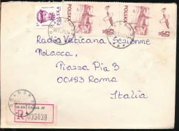 °°° POLAND - REGISTERED LETTER FROM GDANSK TO VATICAN RADIO ROME 1986 °°° - Brieven En Documenten